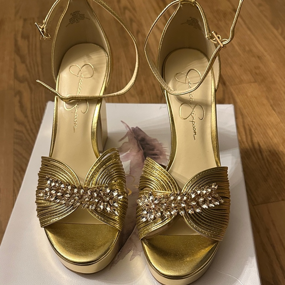 Jessica Simpson Gold Embellished Heels